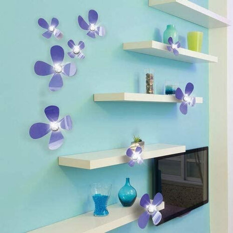 3D-muurstickers Flower PVC paars 18-delig