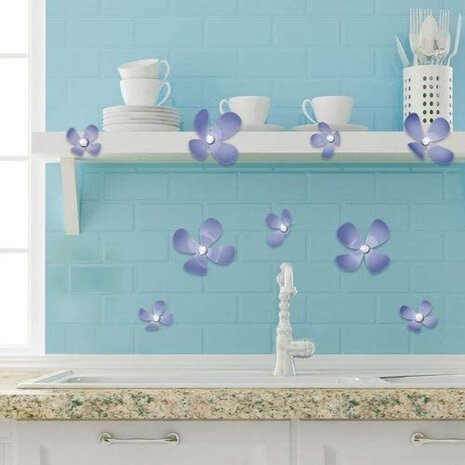 3D-muurstickers Flower PVC lila 18-delig