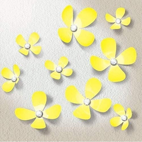 3D-muurstickers Flower PVC geel 18-delig