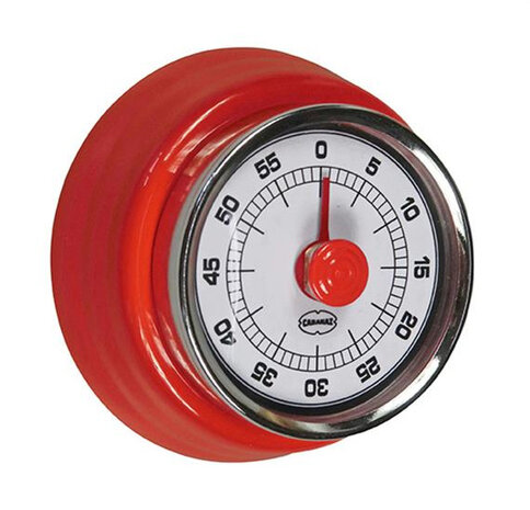kookwekker Retro 7,5 cm staal rood
