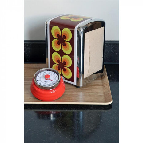 kookwekker Retro 7,5 cm staal rood