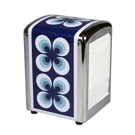 servethouder 14 cm staal/chroom blauw/wit