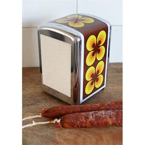 servethouder 14 cm staal/chroom geel/wit