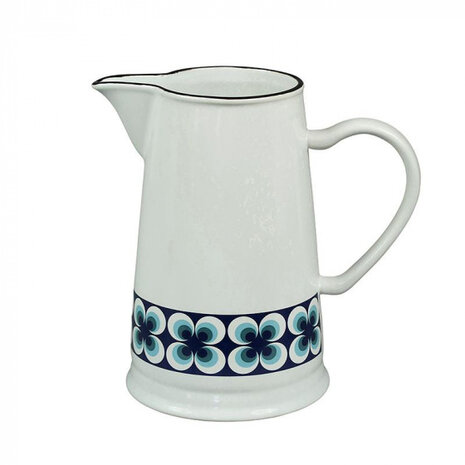 waterkruik Ramona 1,6 liter keramiek wit/blauw