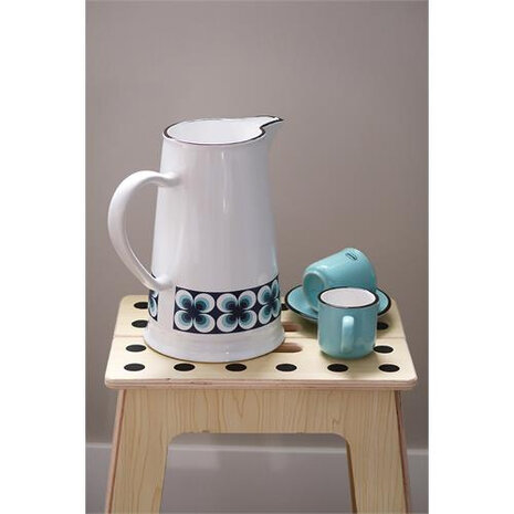 waterkruik Ramona 1,6 liter keramiek wit/blauw