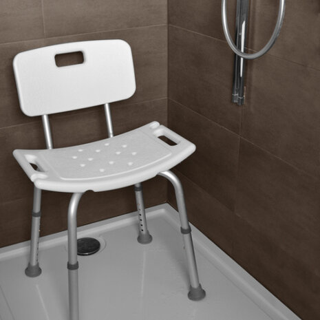 douchestoel verstelbaar 62 x 36 cm aluminium wit/grijs