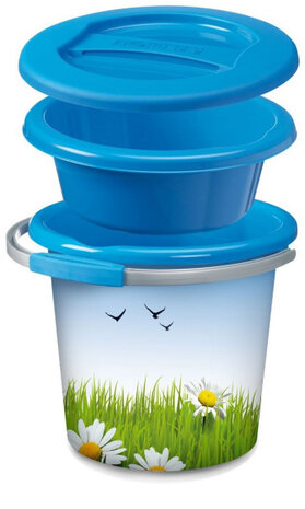 emmer Bloemen 12 liter blauw/groen 3-delig