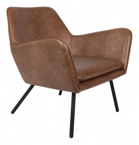 stoel Bon 80 x 78 cm leer/staal bruin