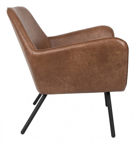 stoel Bon 80 x 78 cm leer/staal bruin