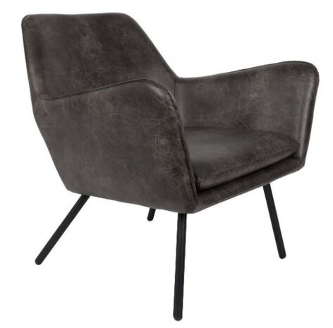 stoel Bon 80 x 76 x 78 cm leer/staal donkergrijs