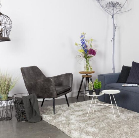 stoel Bon 80 x 76 x 78 cm leer/staal donkergrijs