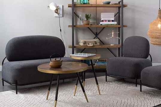fauteuil Polly 77 x 72 x 66 cm polyester/staal donkergrijs