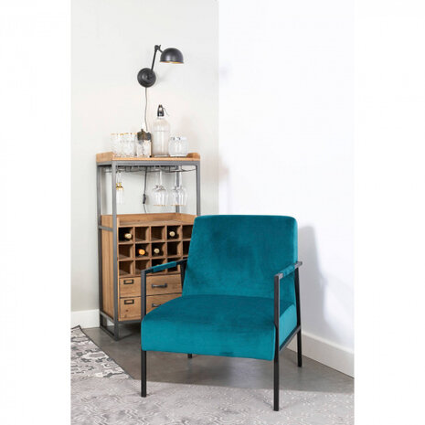fauteuil Wakasan 81 x 76 cm polyester/staal turquoise