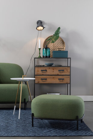hocker Polly 66 x 51 cm polyester/staal groen/zwart