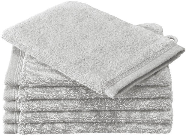 washandjes Contessa 16 x 22 cm zilver 6 stuks