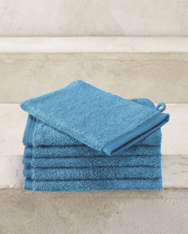 washandjes Contessa 16 x 22 cm lagoonblue 6 stuks