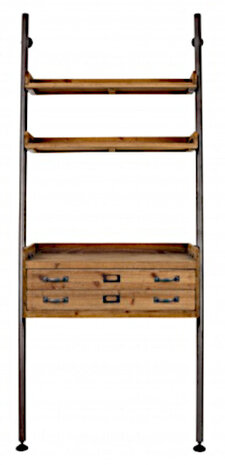 wandkast Rook 78 x 180 cm staal/hout donkergrijs/blank