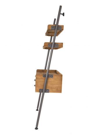 wandkast Rook 78 x 180 cm staal/hout donkergrijs/blank
