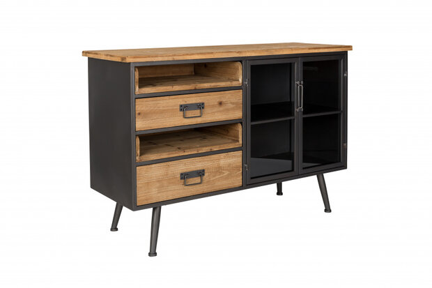 dressoir Damian 113 x 75 cm hout/staal blank/donkergrijs