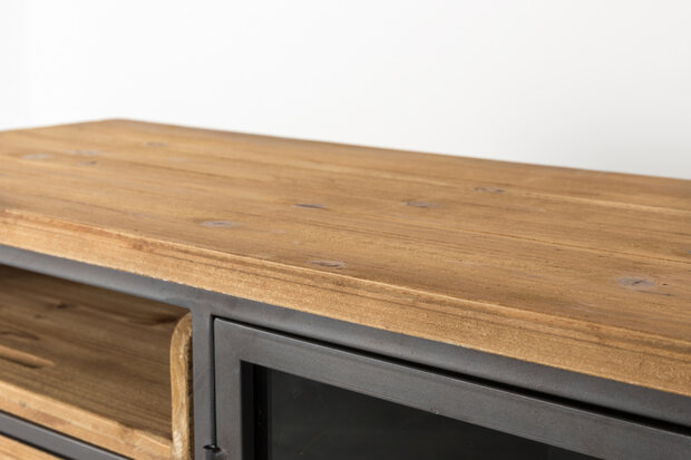 dressoir Damian 113 x 75 cm hout/staal blank/donkergrijs