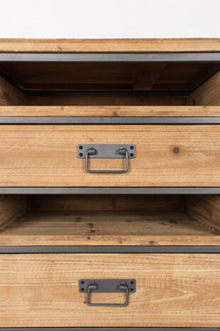 dressoir Damian 113 x 75 cm hout/staal blank/donkergrijs