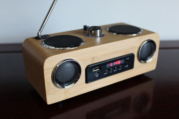 draagbare speaker oneConcept 20 cm bamboe