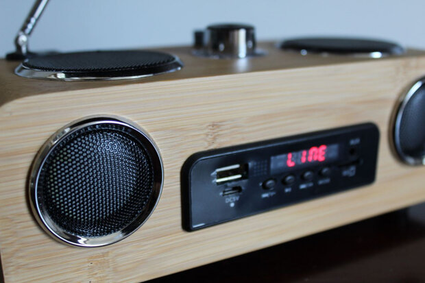 draagbare speaker oneConcept 20 cm bamboe