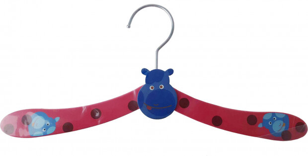kledinghanger Nijlpaard junior 29 cm hout fuchsia/blauw