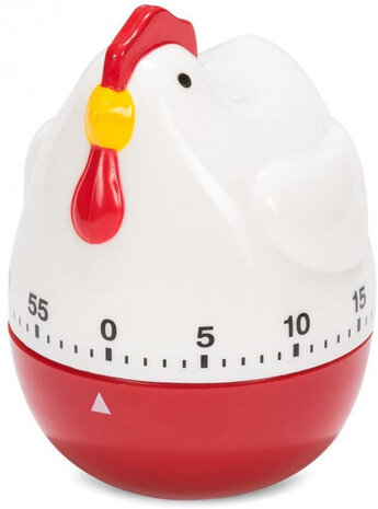 kookwekker kip 9,4 x 6,9 cm wit/rood