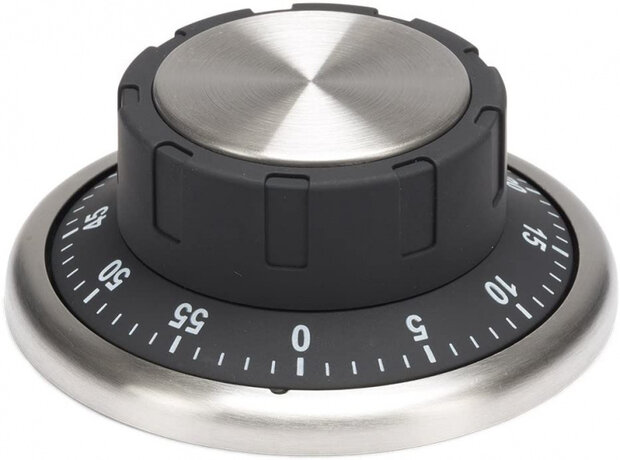 kookwekker magnetisch 9,4 x 9,4 cm rvs zwart/zilver