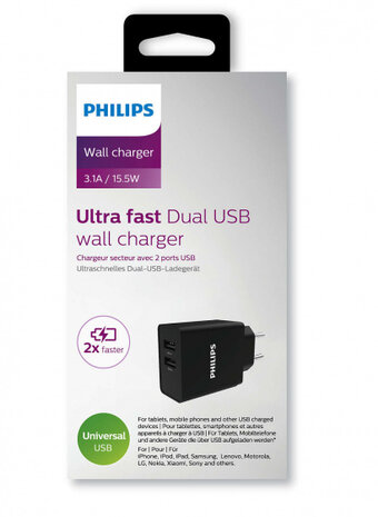 dubbele usb-lader DLP2610 5V/1A zwart