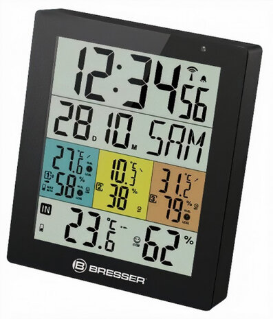thermometer Themeo Quadro DLX 11,7 x 13,6 cm zwart