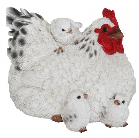 kip met kuikens 15,2 x 12,3 cm polyresin wit
