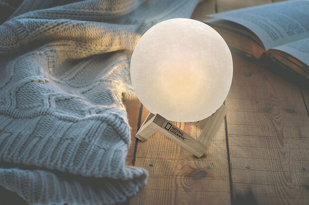 decoratielamp Maan 3D 15 cm wit