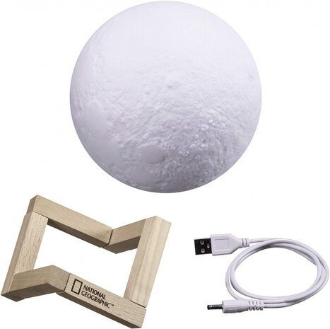 decoratielamp Maan 3D 15 cm wit