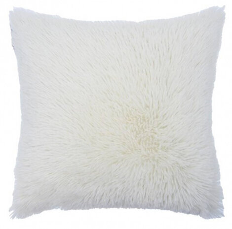 kussen Shaggy 50 x 50 cm textiel wit