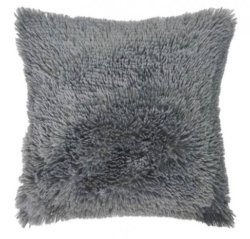kussen Shaggy 40 x 40 cm textiel antraciet