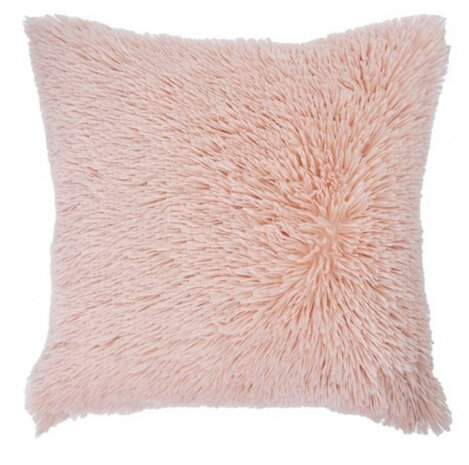 kussen Shaggy 40 x 40 cm textiel roze