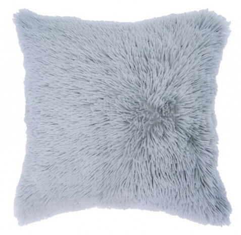 kussen Shaggy 40 x 40 cm textiel grijs