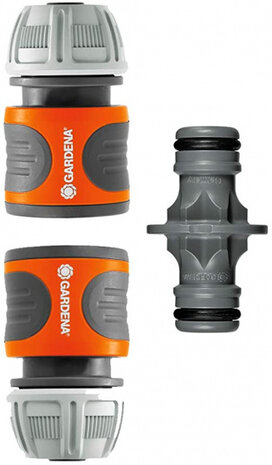 koppelingsset tuinslang 13 mm PVC grijs/oranje 3-delig