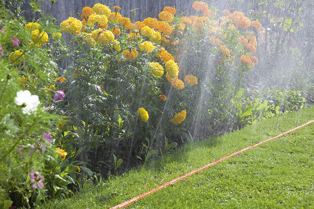 sproeislang 7,5 meter PVC oranje/grijs 2-delig