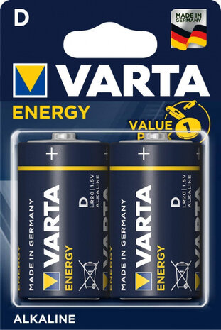 batterijen LR20 Alkaline Energy 1,5V 2 stuks