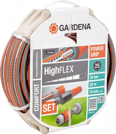 tuinslang Highflex 13 mm1/2&quot; PVC 20 meter zwart 6-delig