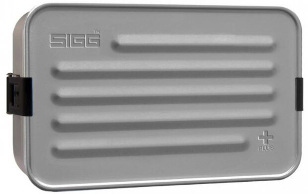 broodtrommel 22,9 x 14,5 cm aluminium grijs