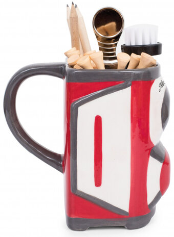mok golf junior 15 cm keramiek rood/zwart 5-delig