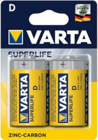 batterijen D Superlife R20 1,5V zink-carbon 2 stuks