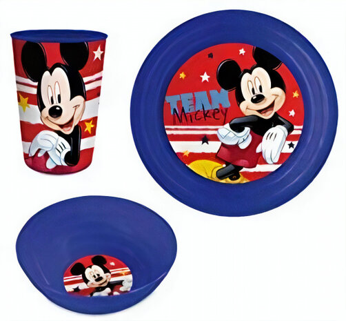 serviesset Disney junior blauw/rood 3-delig