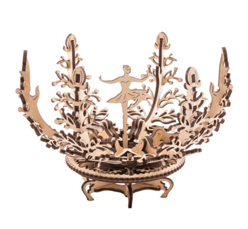ornament mechanische bloem 16 cm hout naturel 101-delig