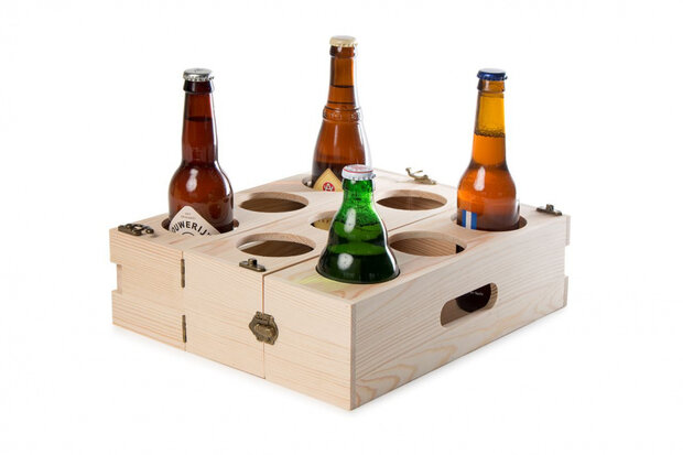bierbox Beer Gear 103 x 9,5 x 9,5 cm hout naturel