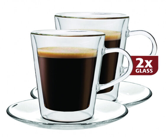 doppioglazen dubbelwandig 8,5 cm glas transparant 2 stuks